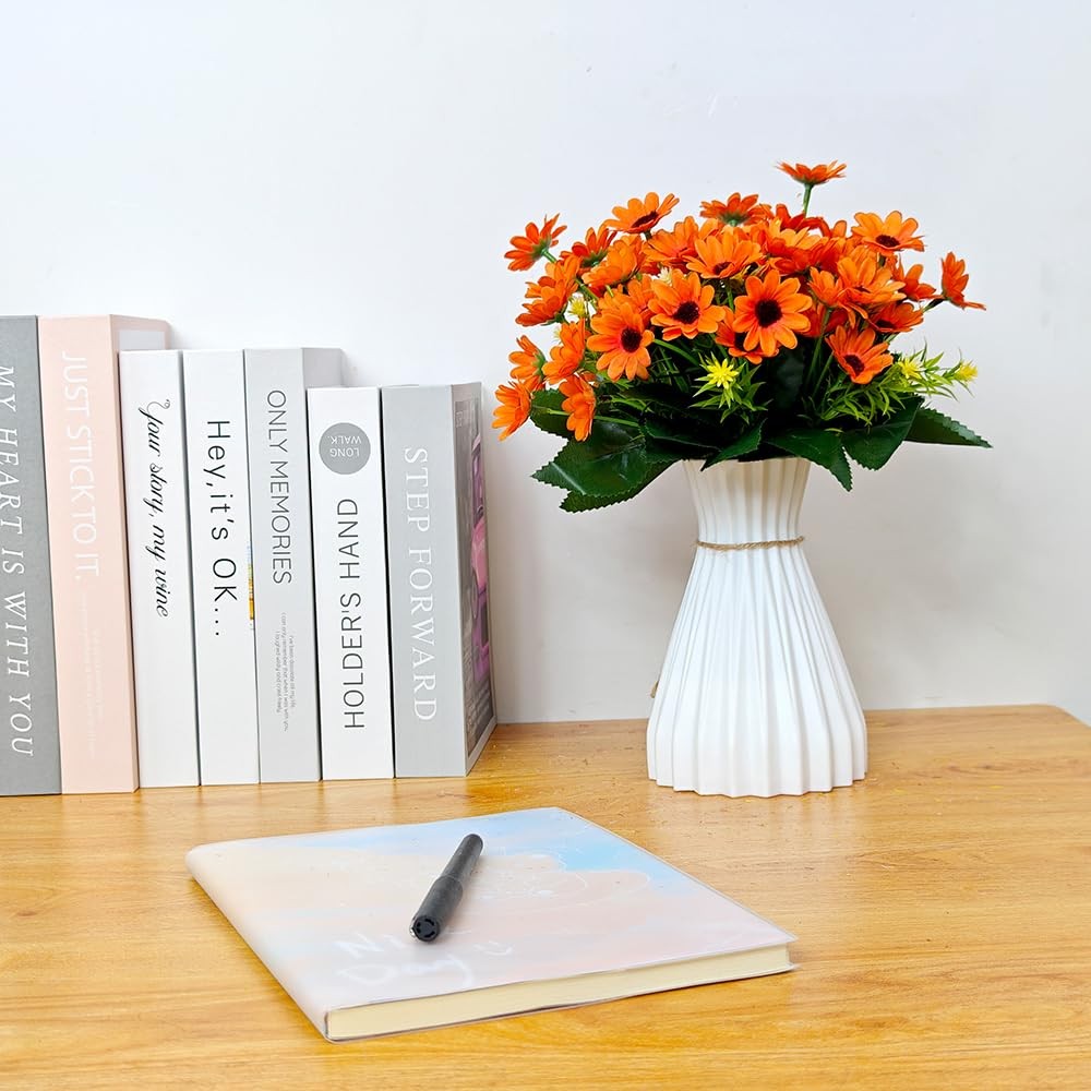 5 PCS Orange Real Touch Artificial Daisy Flowers Fake Bouquet for Home Decor