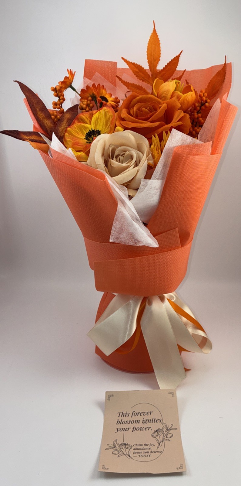 Vrioca Preserve Orange Rose Bouquet Forever Flower Inspiration Card 15.4×9.9×5.7