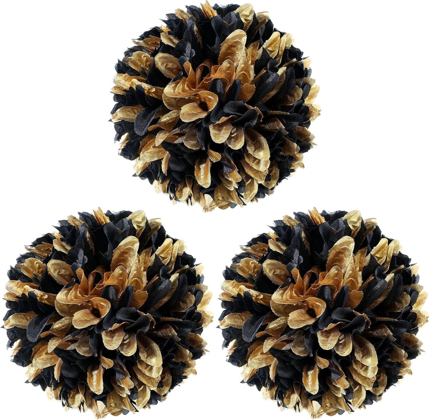 3 PCS 6.5″ Black and Gold Homecoming Mum Flowers Artificial Silk Supplies