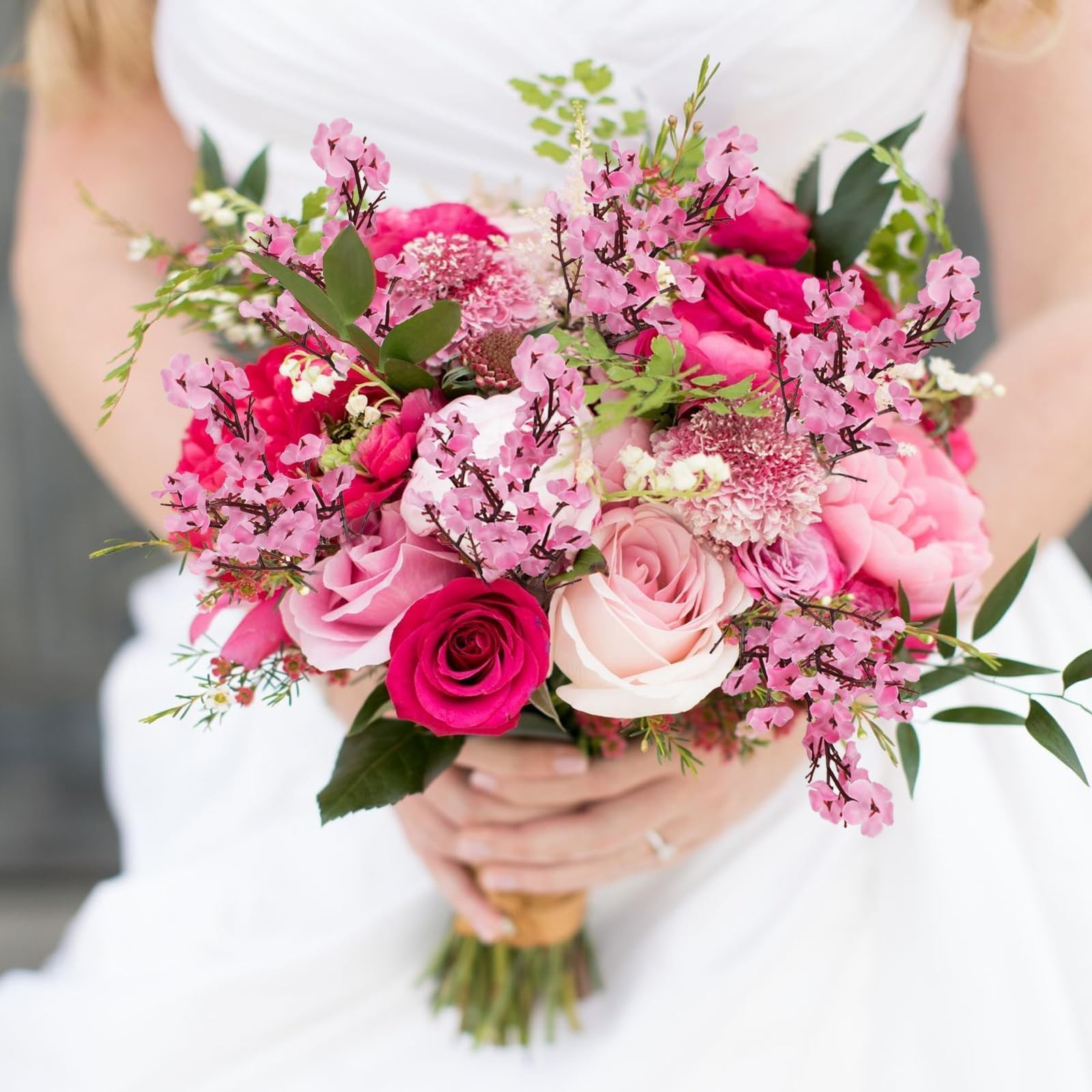 6 PCS Pink Babys Breath Artificial Flowers Real Touch Fake Gypsophila Bouquet
