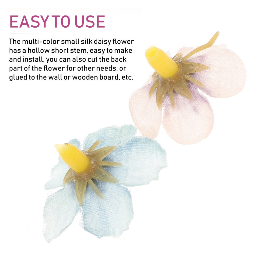 100 Pcs Mini Colored Daisy Fake Flower Flowers Heads For Crafts Baby Artificial