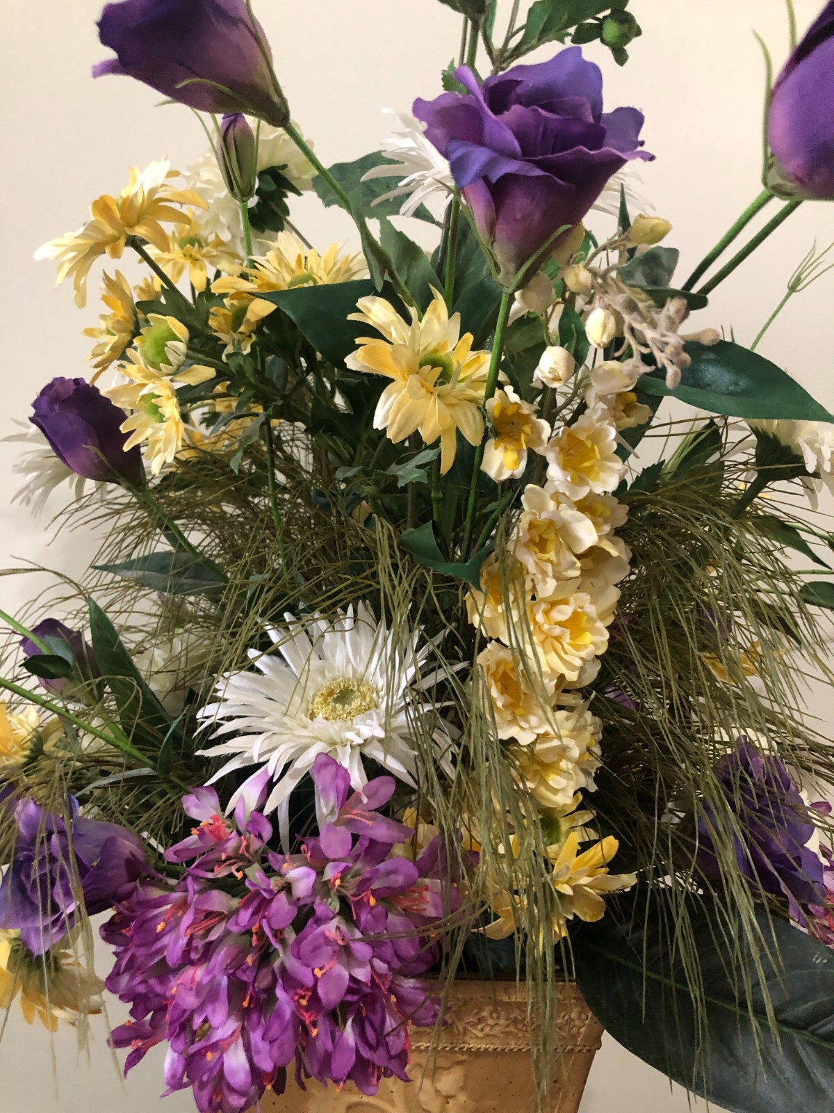 31″ Elegant Purple & Gold Faux Floral Arrangement