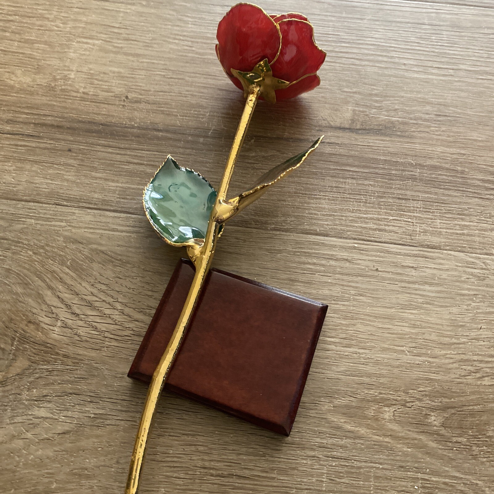 24K Plated Gold Dipped REAL Rose Forever Preserved Red Rose Flower