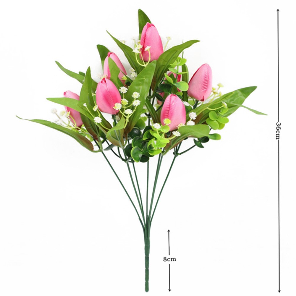 Artificial Tulip Bouquet 36cm Long for Wedding Ceremony Home and Photo Session