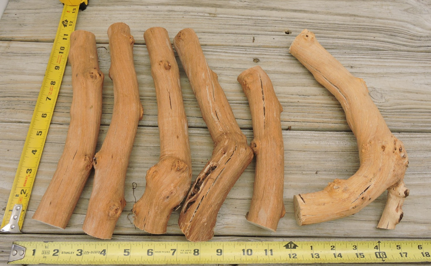 6 Grapevine Wood Stick Section 1 3/16~1 1/2″D 8~11″L Driftwood Decor Crafts