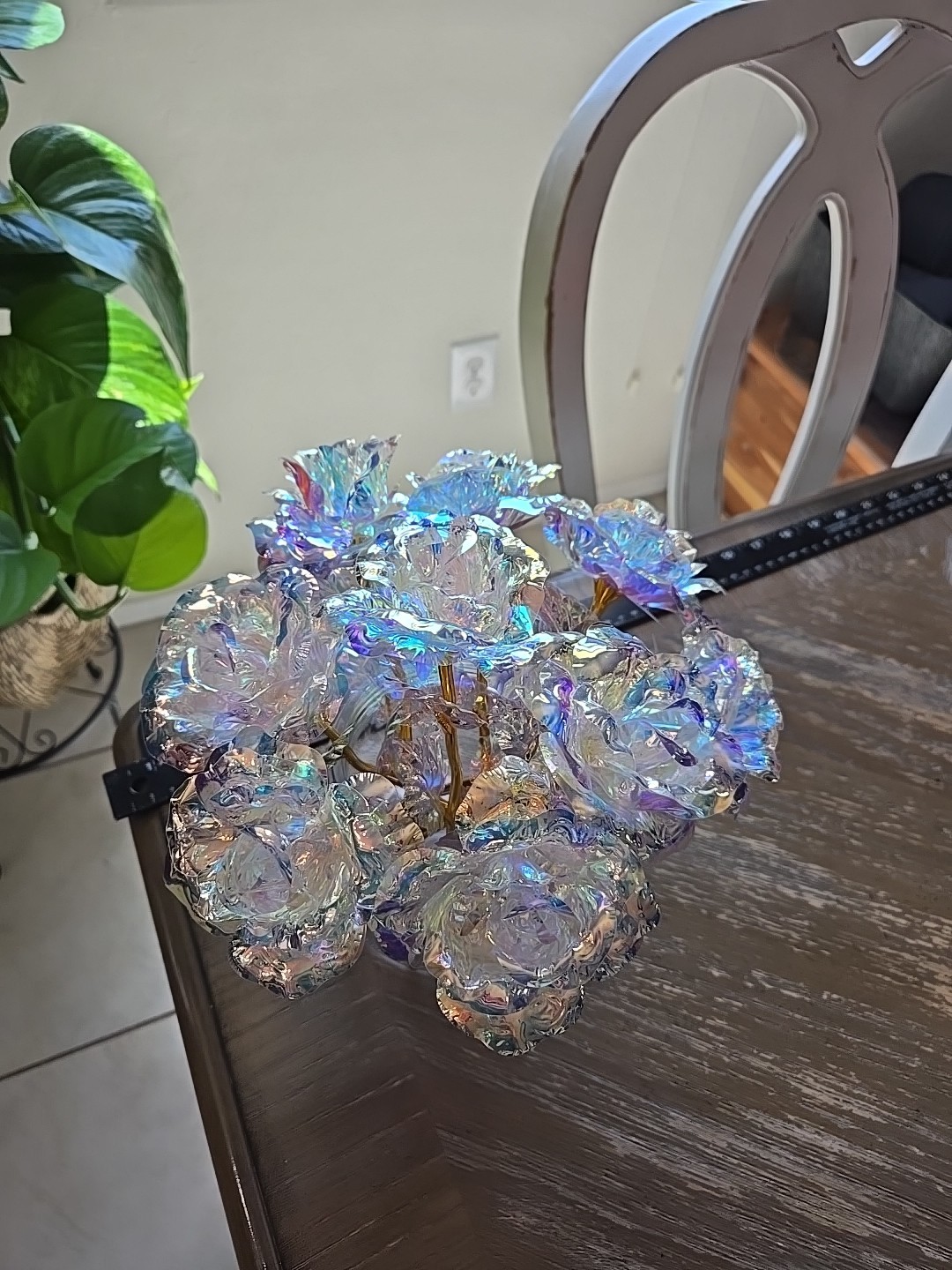 9pcs Gold Galaxy Rose Artificial Forever Rose Flower Romantic Gifts