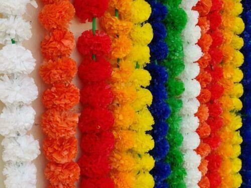 50 Pc Set Indian wedding mehndi party decorative floral plastic marigold garland