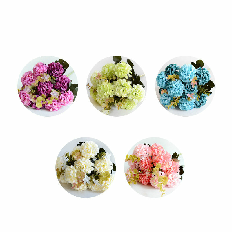 10 Heads Fake Flowers Artificial Silk Hydrangea Wedding Bouquet Party Decor