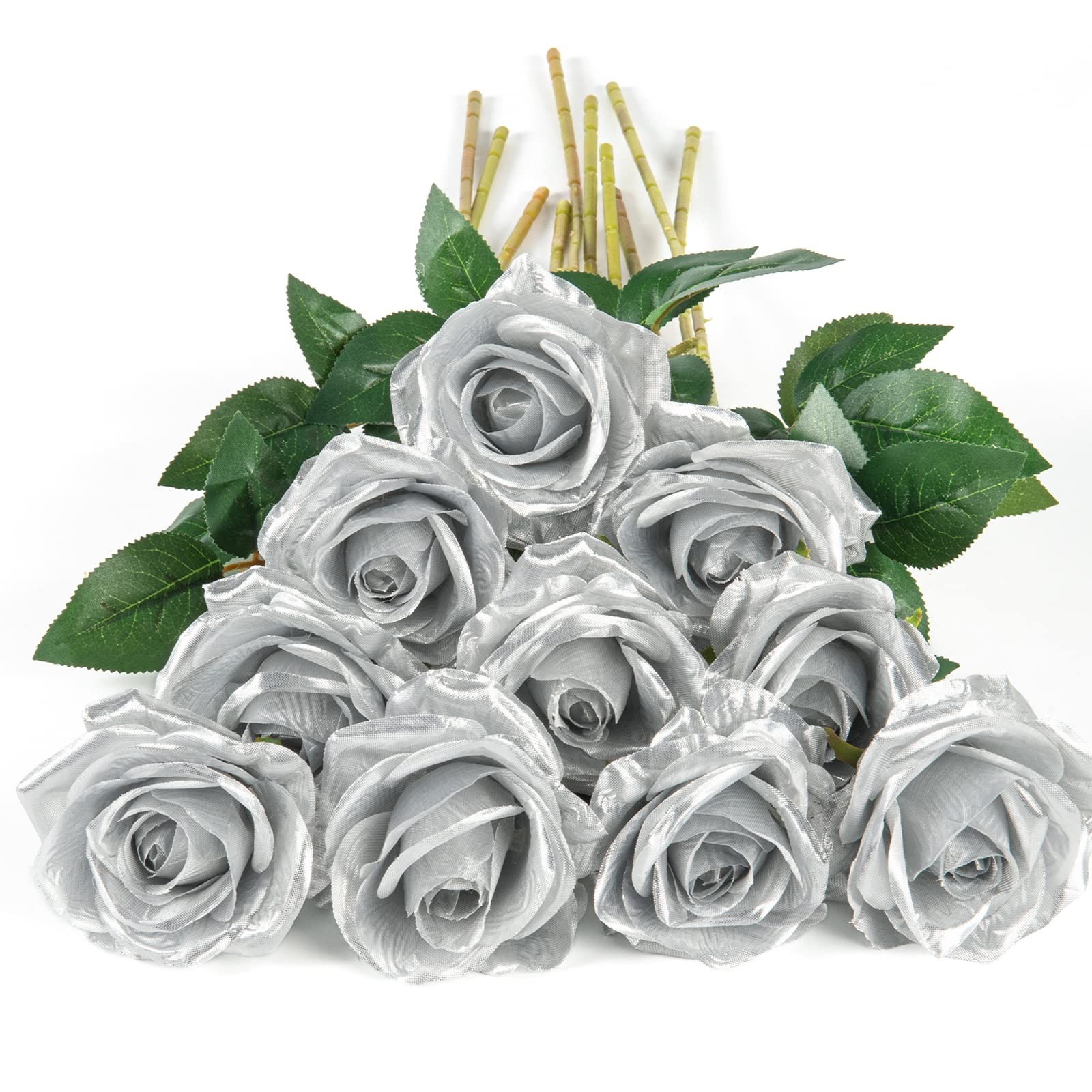 10pcs Silk Roses Artificial Flowers Fake Rose for Arrangement Wedding Party H…