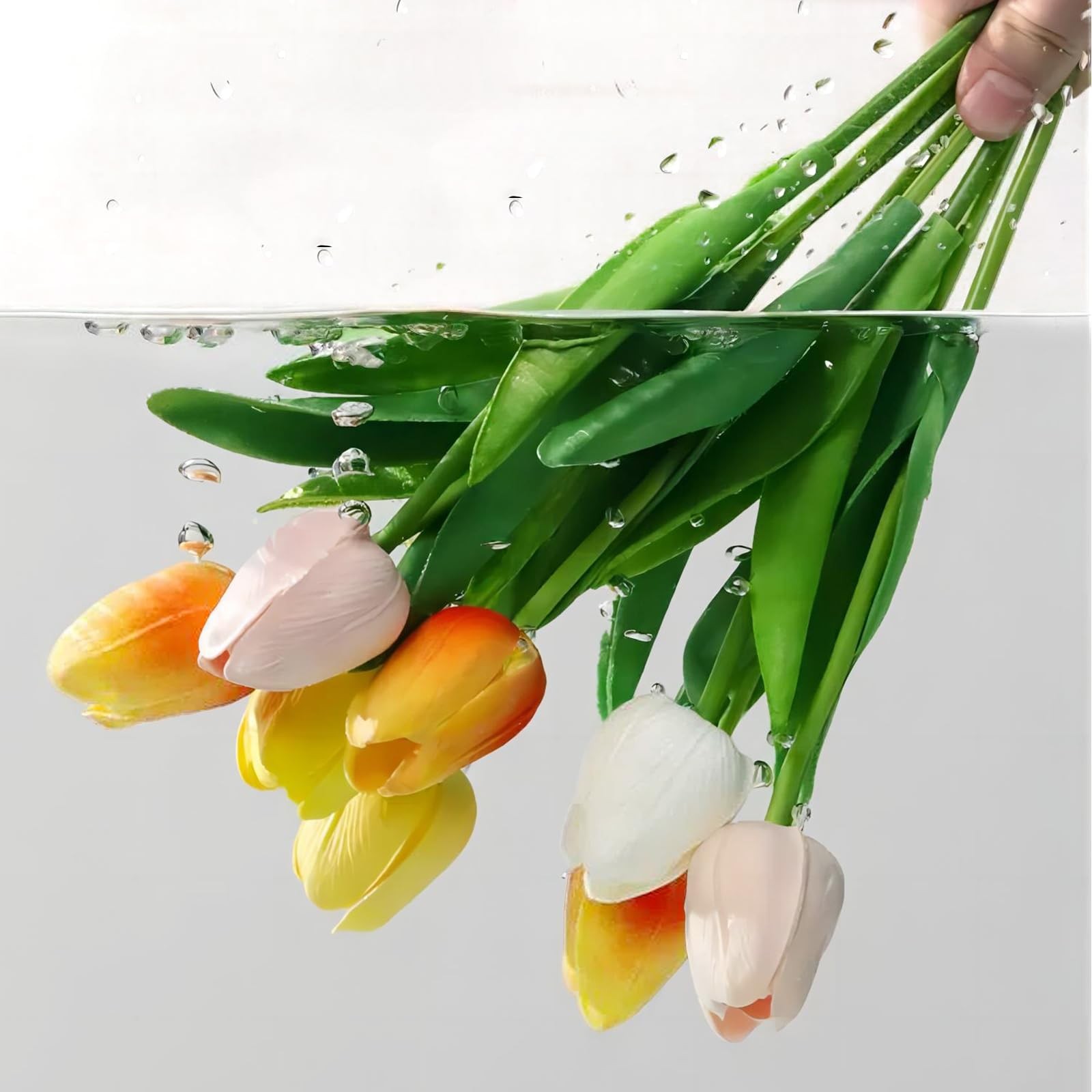 15PCS Artificial Tulips Flowers,Real Touch 14″ Silk Fake Tulips,Bulk Fake Flo…