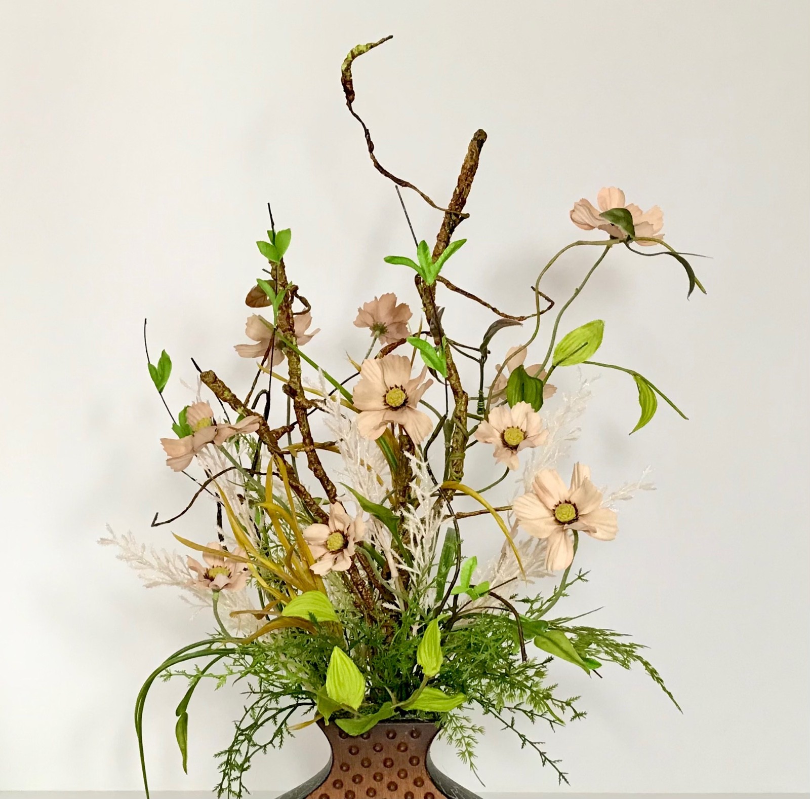 EVERYDAY WILDFLOWER FLORAL ARRANGEMENT MODERN OPEN VASE EARTH TONE CENTERPIECE