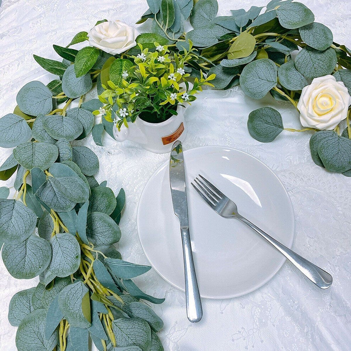 Fake Artificial Eucalyptus Garland Wreath Greenery Leaf Vine Wedding Plant Decor