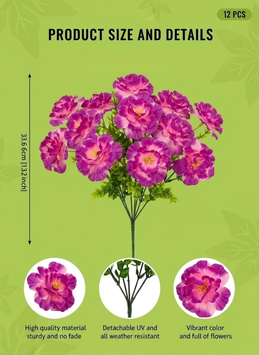Fake Hibiscus Artificial Flowers, Outdoor, 6 OR 12 PCS, UV Resistant