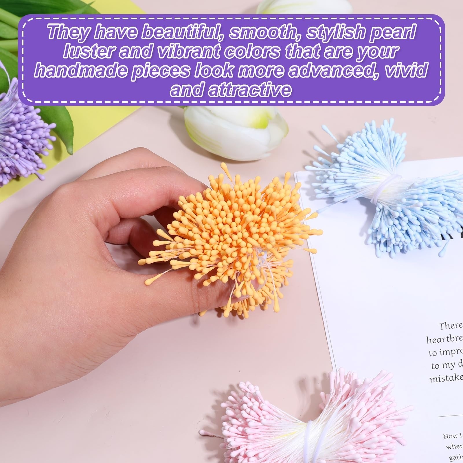 10 Colors DIY Craft Artificial Flower Stamens For Bouquet, Party Scrapbook Decor