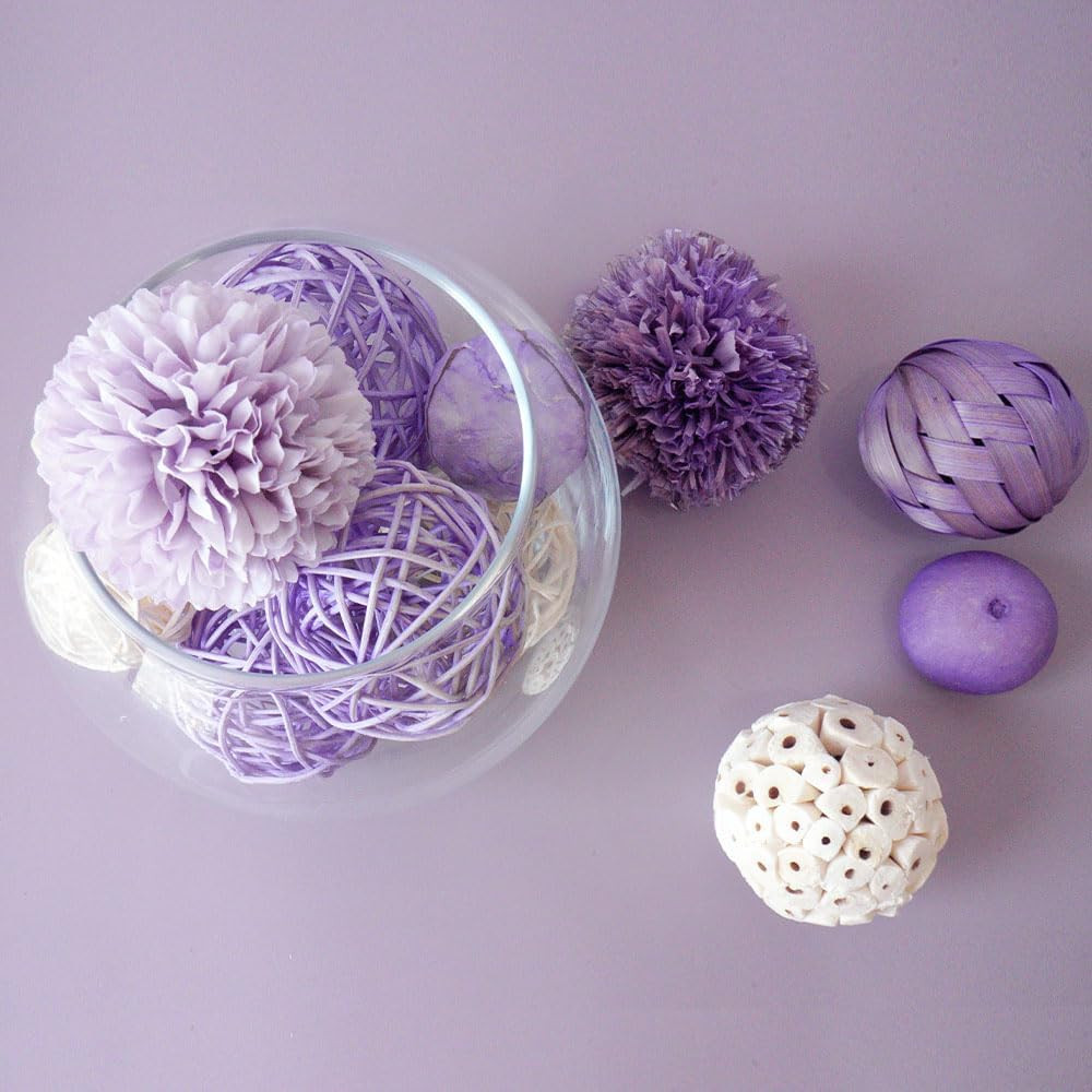 Purple Decorative Balls for Bowls,Assorted Vase Filler for Centerpieces,Wicker R