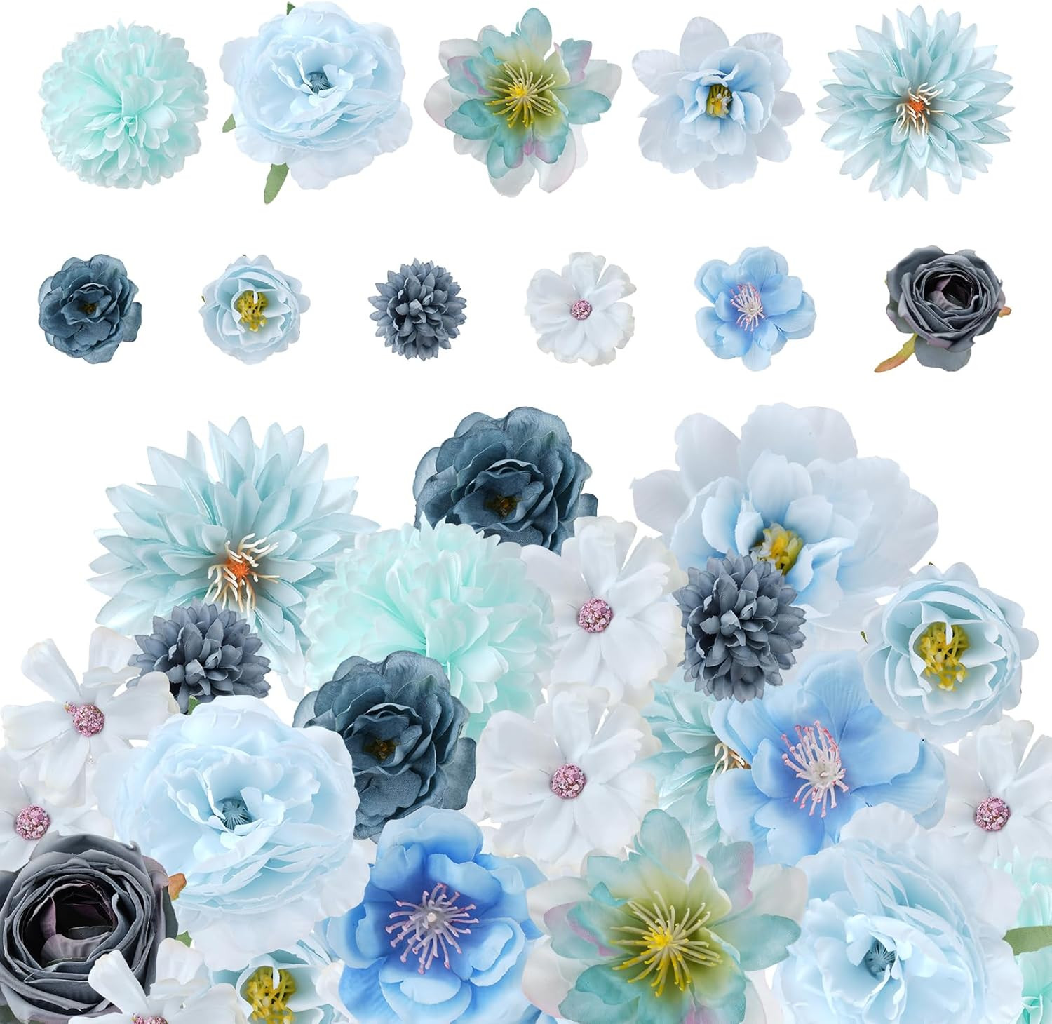 27 Pcs Small Silk Artificial Faux Flowers for DIY Craft Supplies for Wedding …