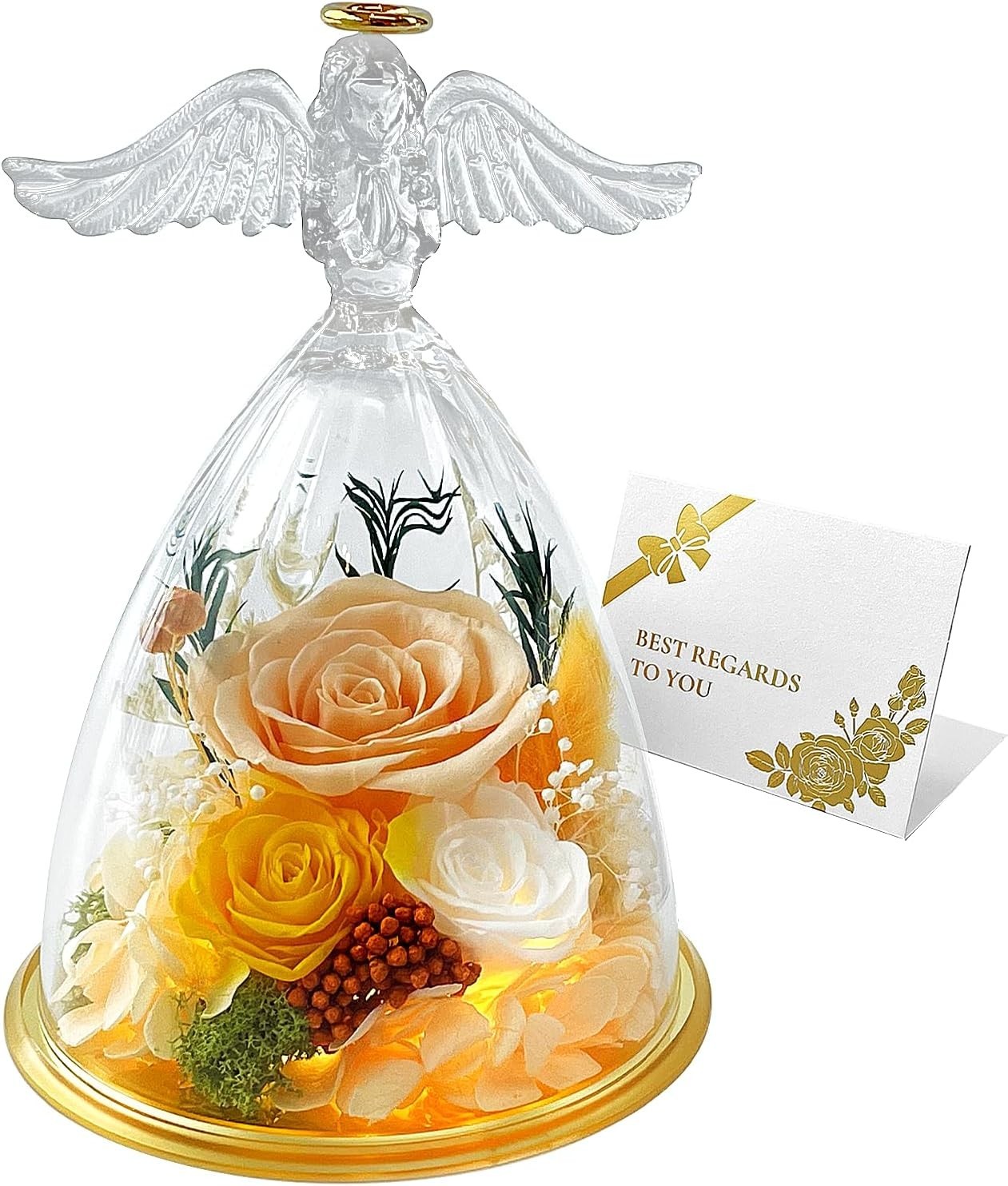 Forever Flowers in Glass Angel Figurine, Preserved Roses Gifts for Her Women …