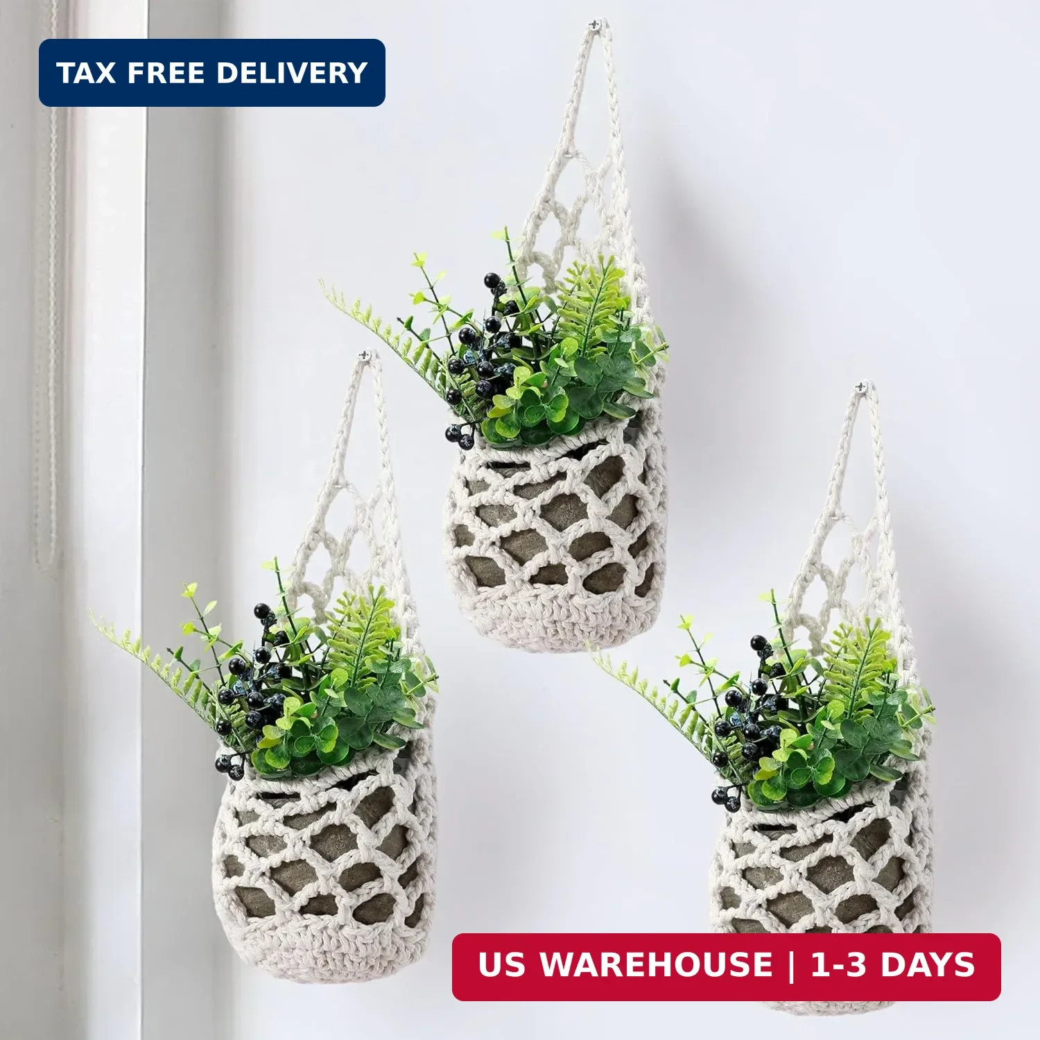 3 Packs Hanging Planters for Indoor Plants up to 4 in., Wall Plant Holder | Plan