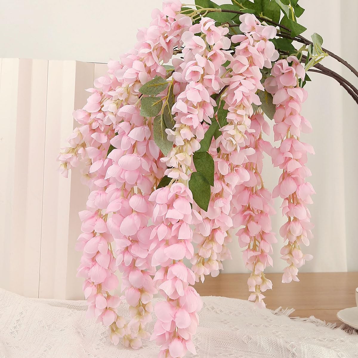 4pcs Large Size 47.2-inch Artificial Fake Wisteria Hanging Flower Garland Sil…