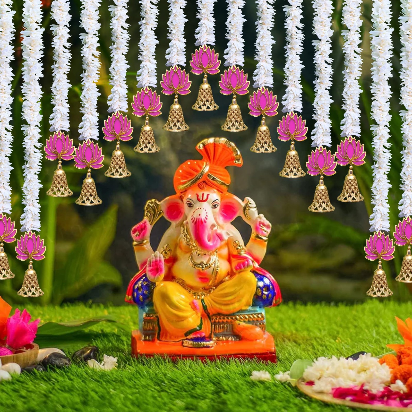 Diwali Decorations for Home – Artificial Lotus Flower Garland Festival, Home …