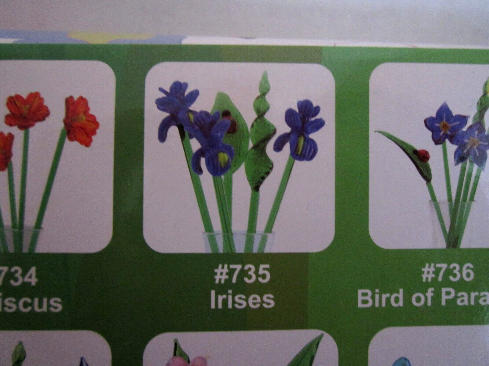 Global Village Glass Studios Window Box Greetings Flower Bouquet IRISES #735 NEW
