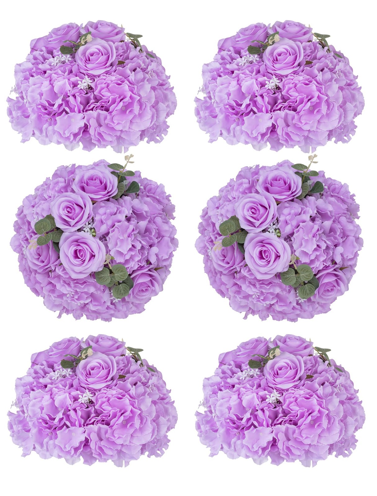 Artificial Flower Balls Centerpieces 6 Pcs 11.8″ Lilac Fake Flowers with Base…