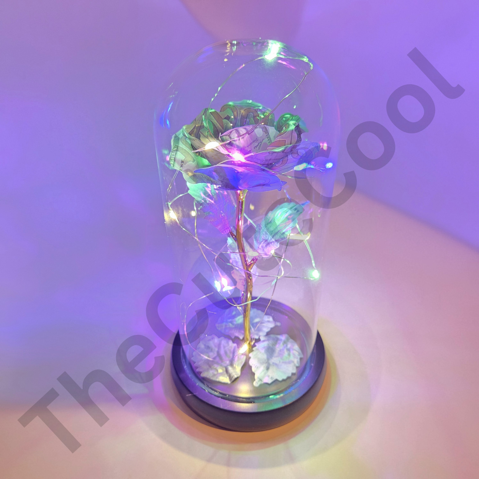 Forever Eternal Galaxy Flowers LED Light Cash Money Dollar Bill Rose Cool Gifts