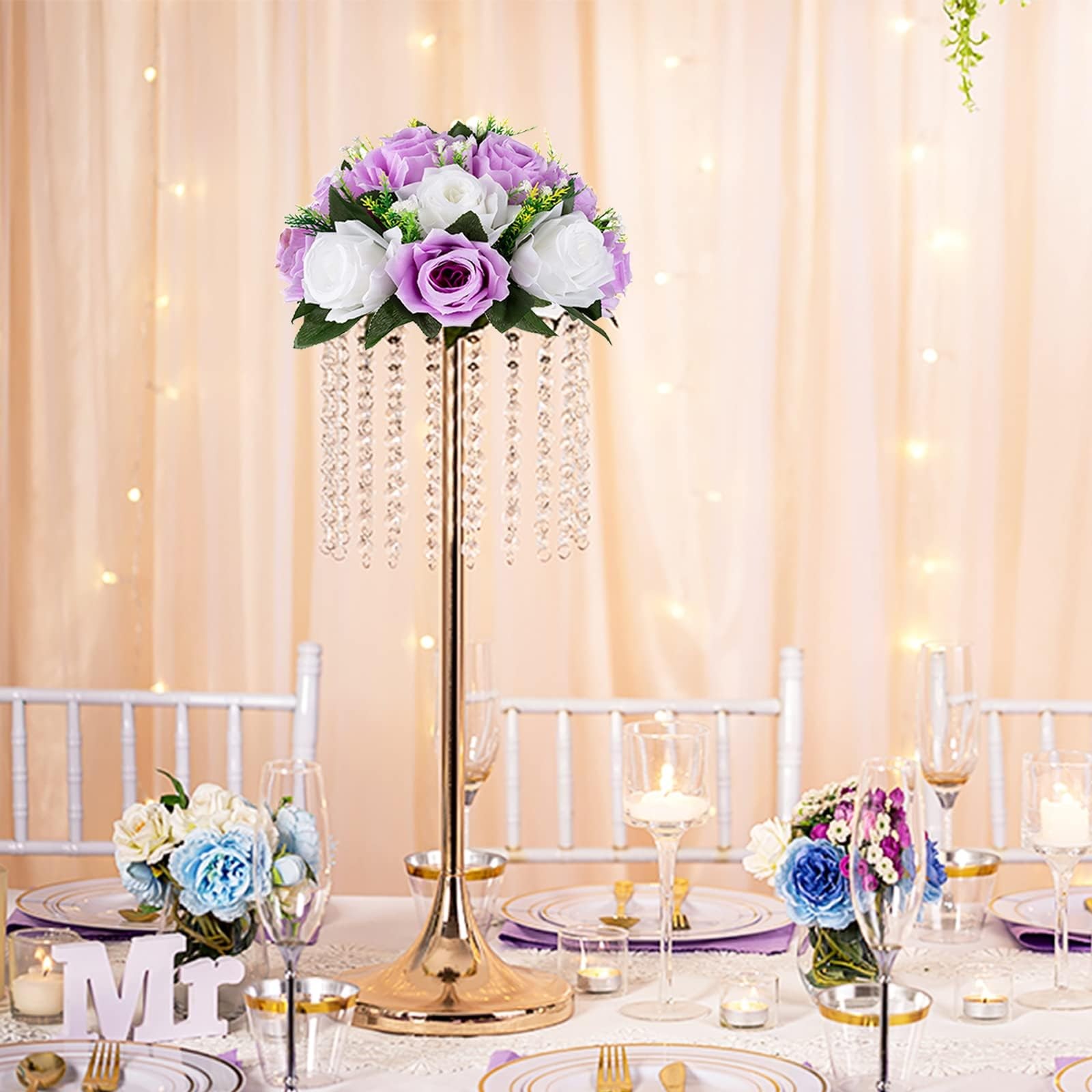 Lilac Purple Flowers Artificial: 2 Pcs Fake Roses Flower Balls Centerpiece fo…