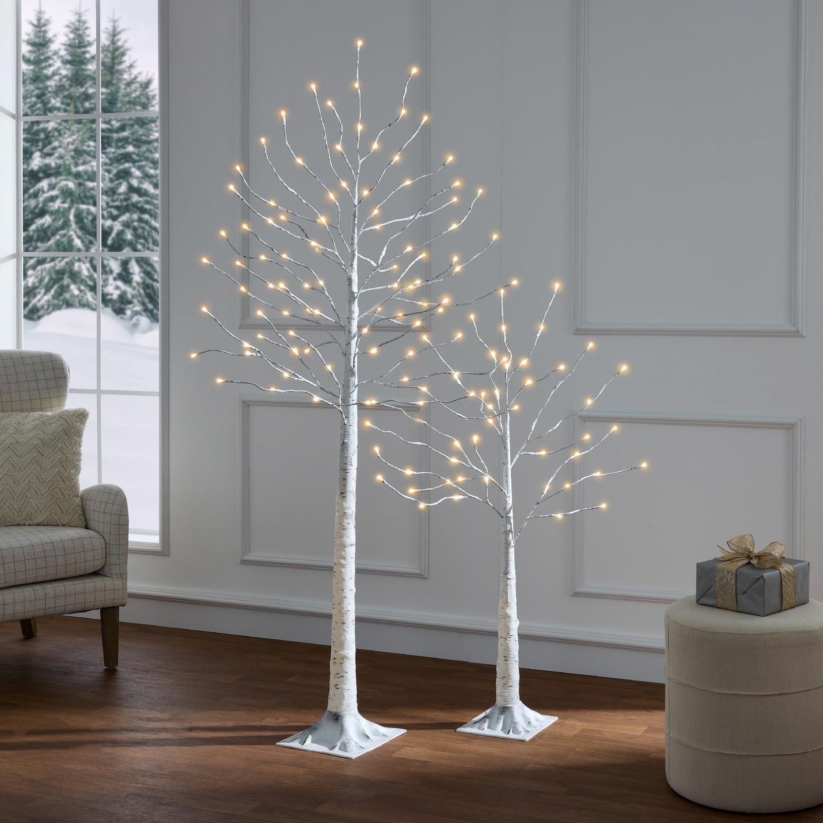 Best Choice Products 4ft, 6ft and 8ft Lighted Birch Tree, 3Pk w/LED Lights, 1…