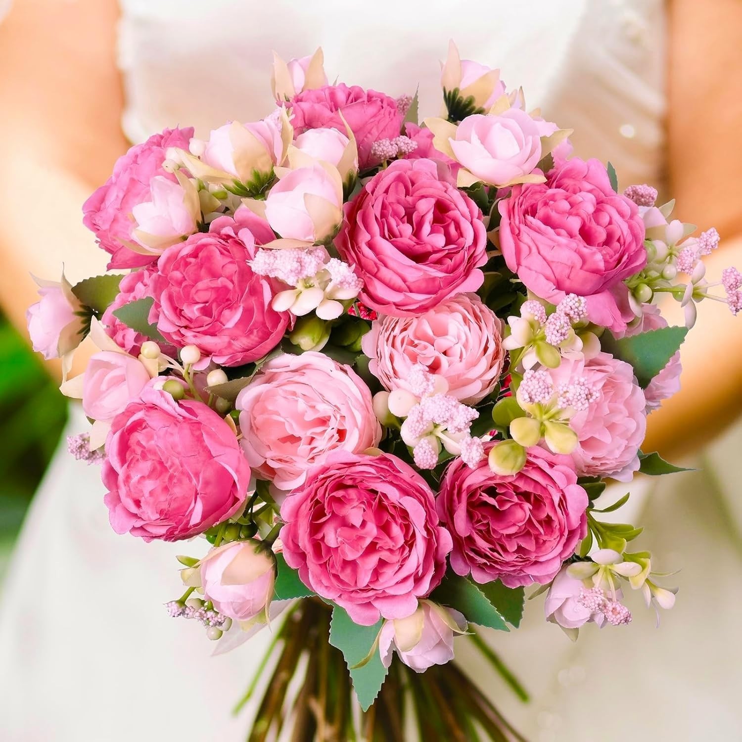 6 Pcs Peonies Artificial Flowers Bulk Blush Pink Silk Peonies Fake Bouquet fo…