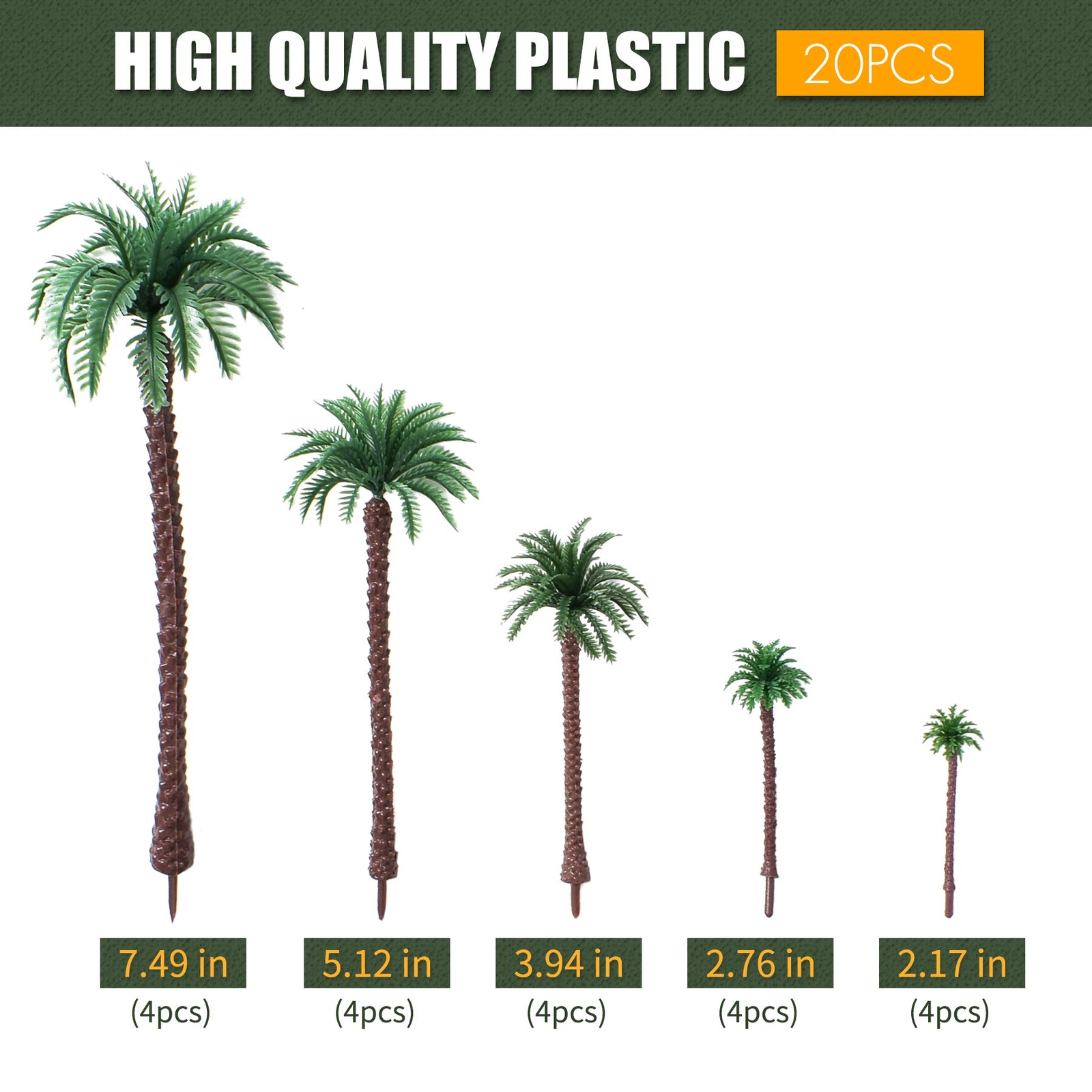 20 Pcs Model Palm Tree Miniature for Train Railway Scenery Diorama Cake Topper