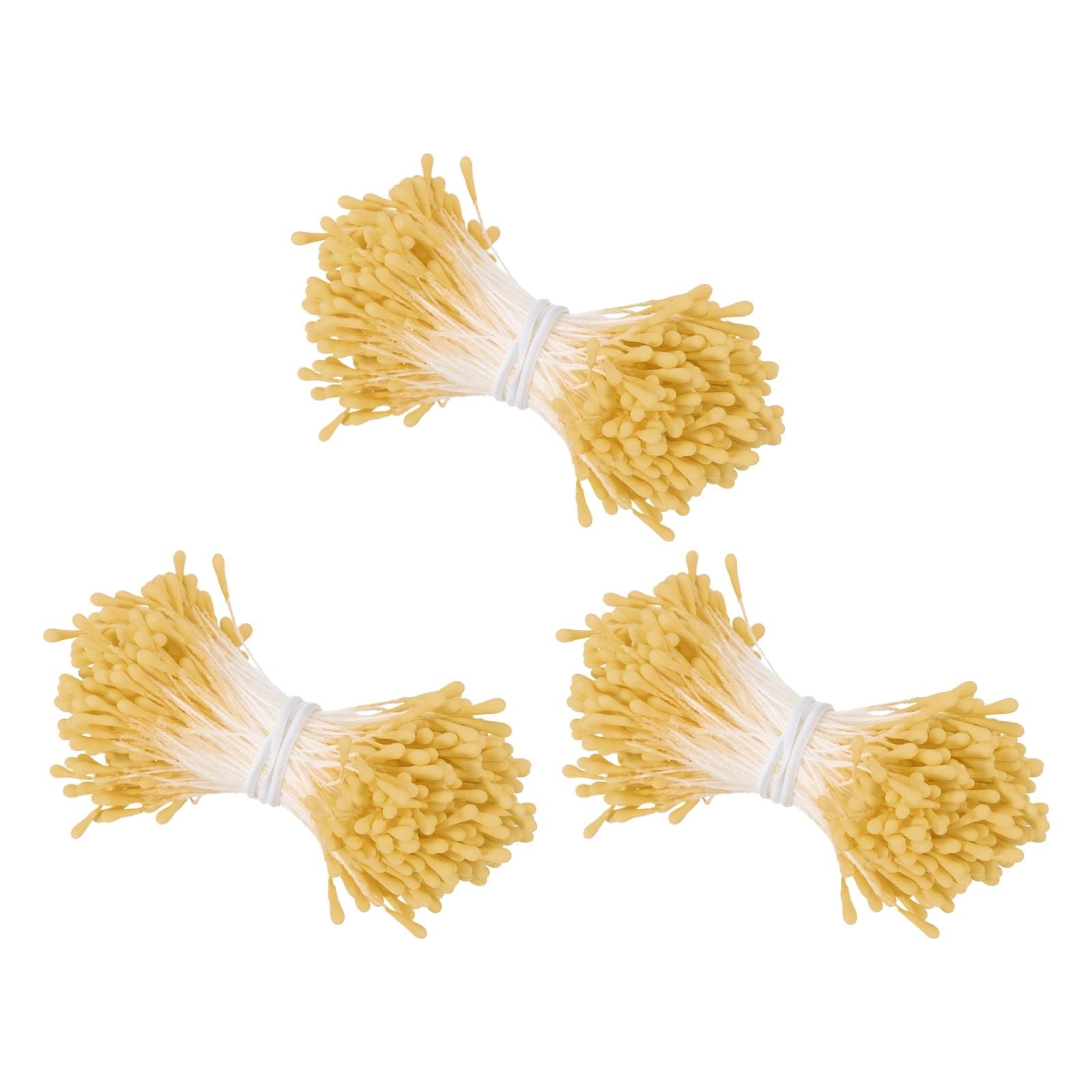 1080 PCS 2mm Double Head Flower Stamen Matte Artificial Floral Pistil Yellow