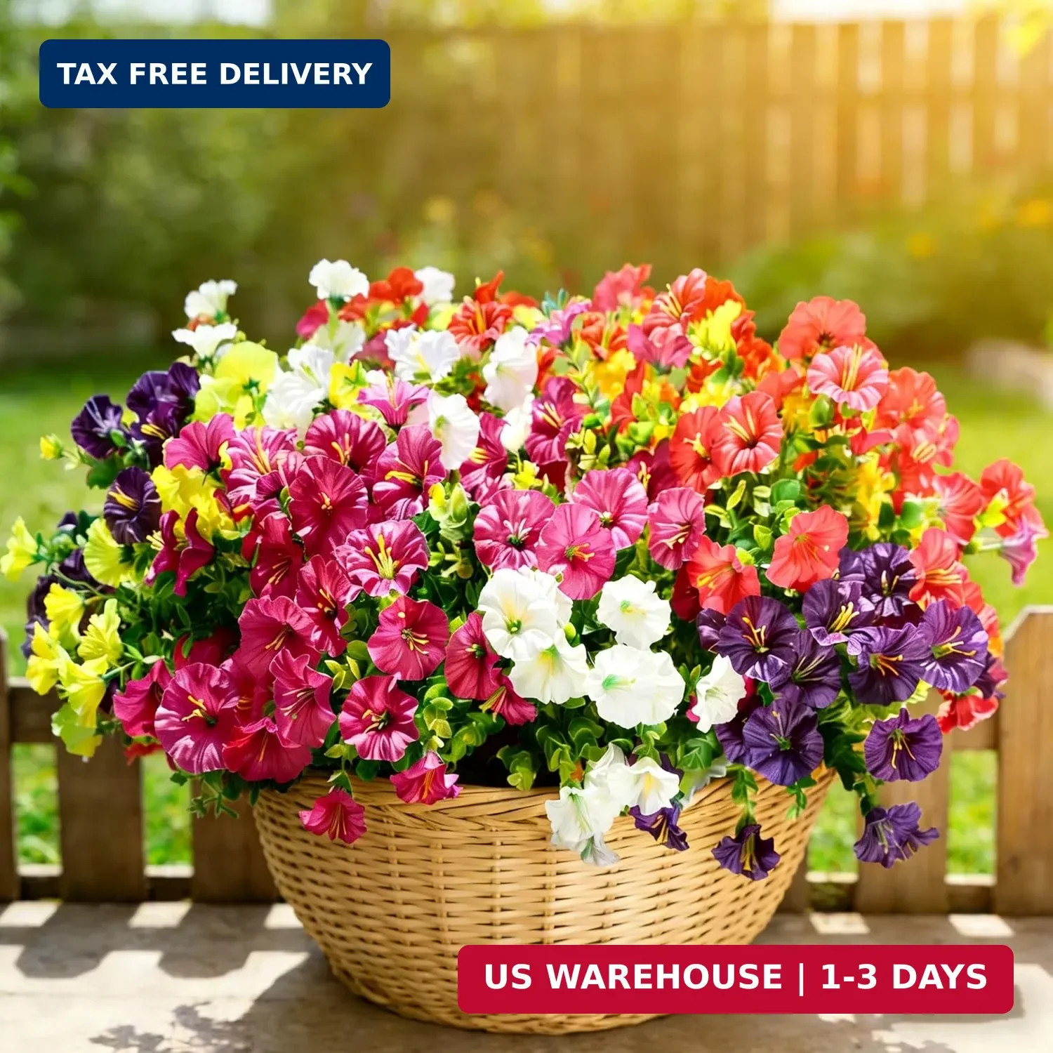 BSGlobal 12 Bundles Artificial Flowers for Outdoors Decoration, Faux Silk Mornin