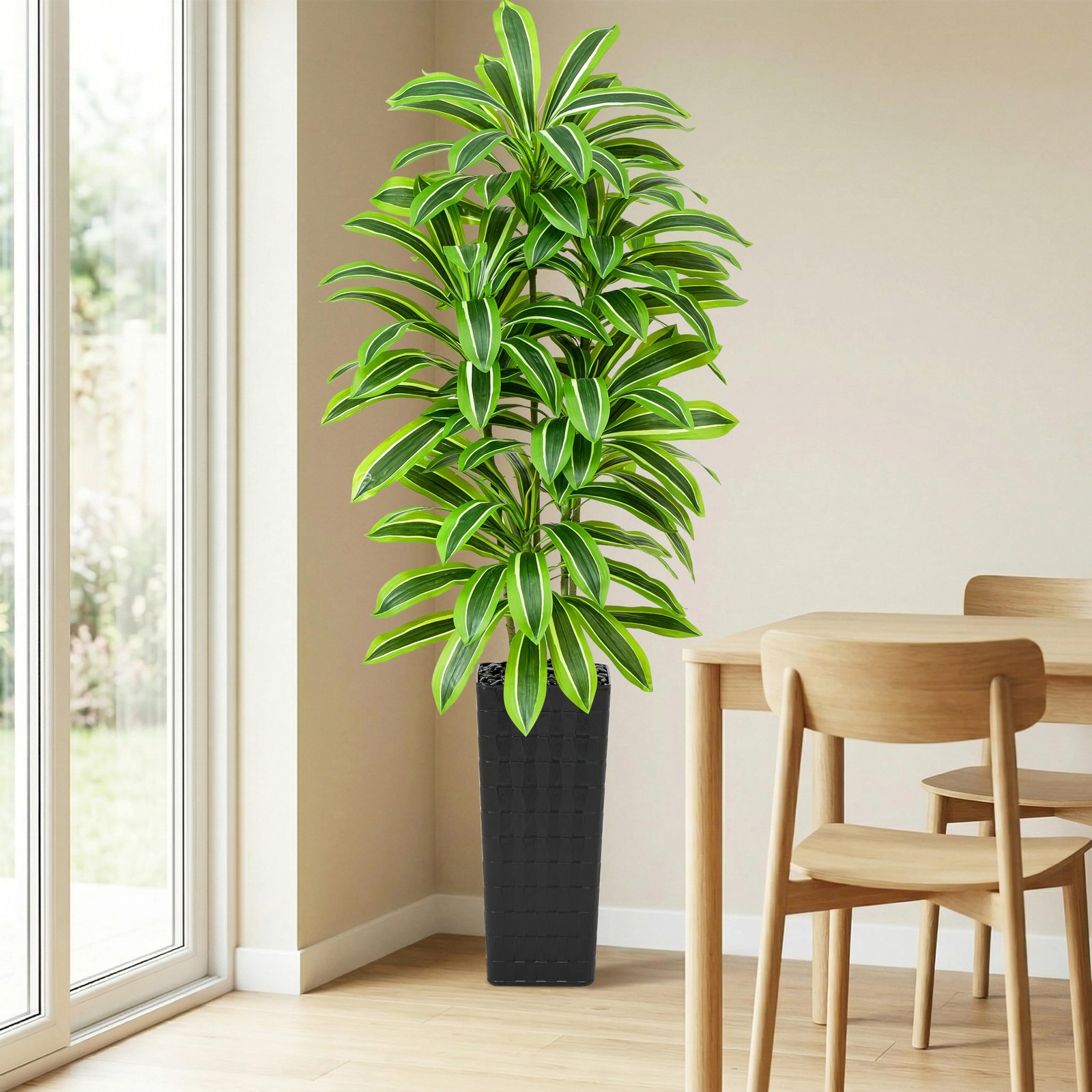 Artificial Dracaena Tree：7FT Faux Silk Tropical Yucca Floor Trees Realistic F…