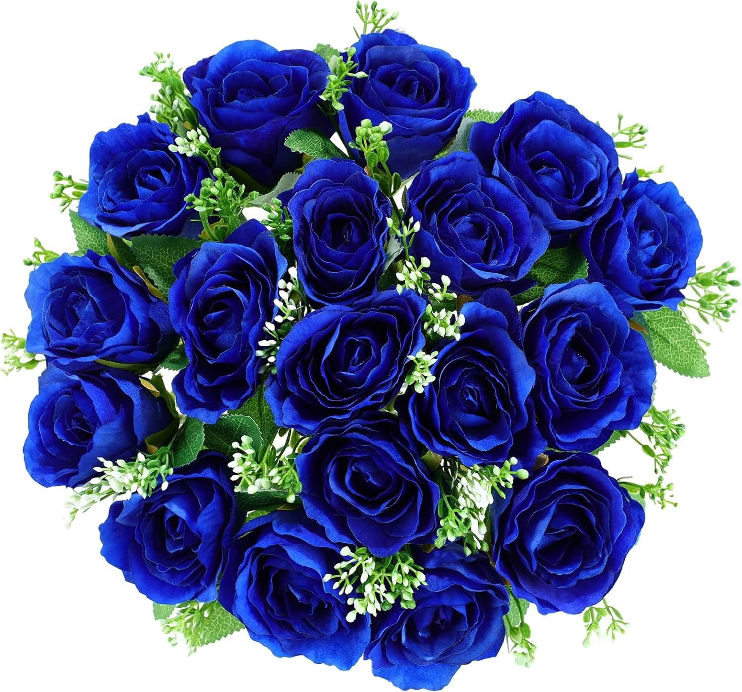 Cemetery Decorations for Grave-18 Blue Silk Memorial Artificial Rose Flower for