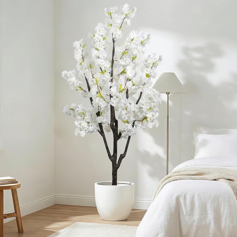 Faux Cherry Blossom Tree Realistic Decoration Easy Clean Home Office Gift Idea