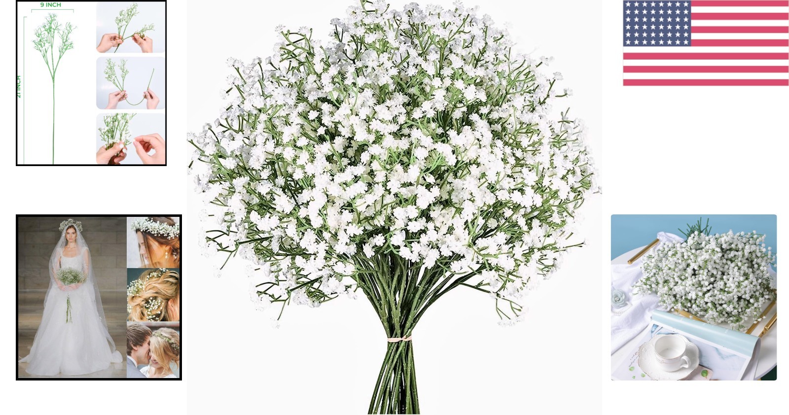 Realistic Baby’s Breath Faux Flowers – 6 Pcs, Ideal for Indoor & Outdoor Events