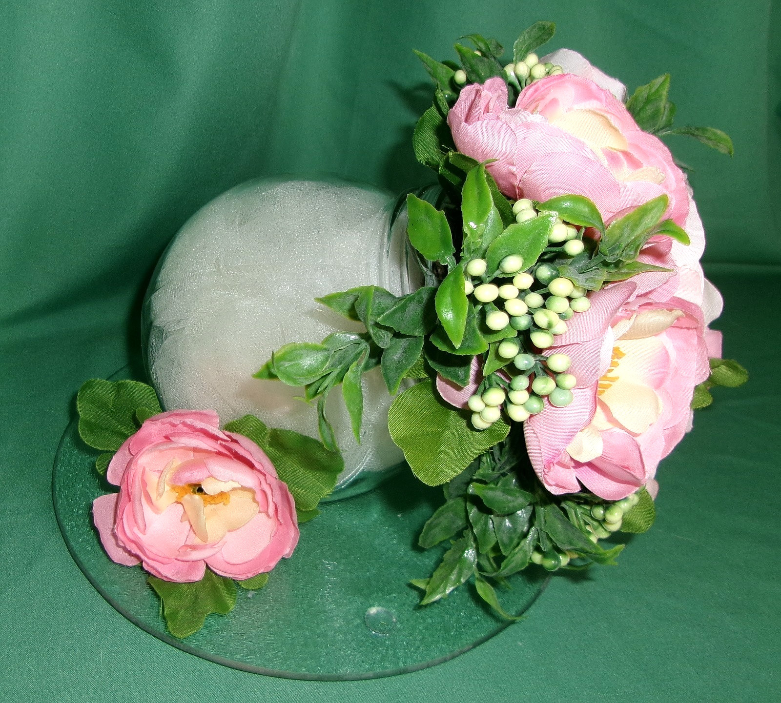 Floral Arrangement Tilted Silk Pink Floral Decoration Counter Table Top Gift