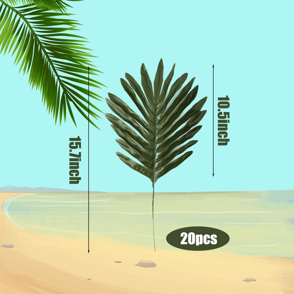 20 PCS Artificial Fake Simulate Tropical Palm Leaves Kitchen Party Decor