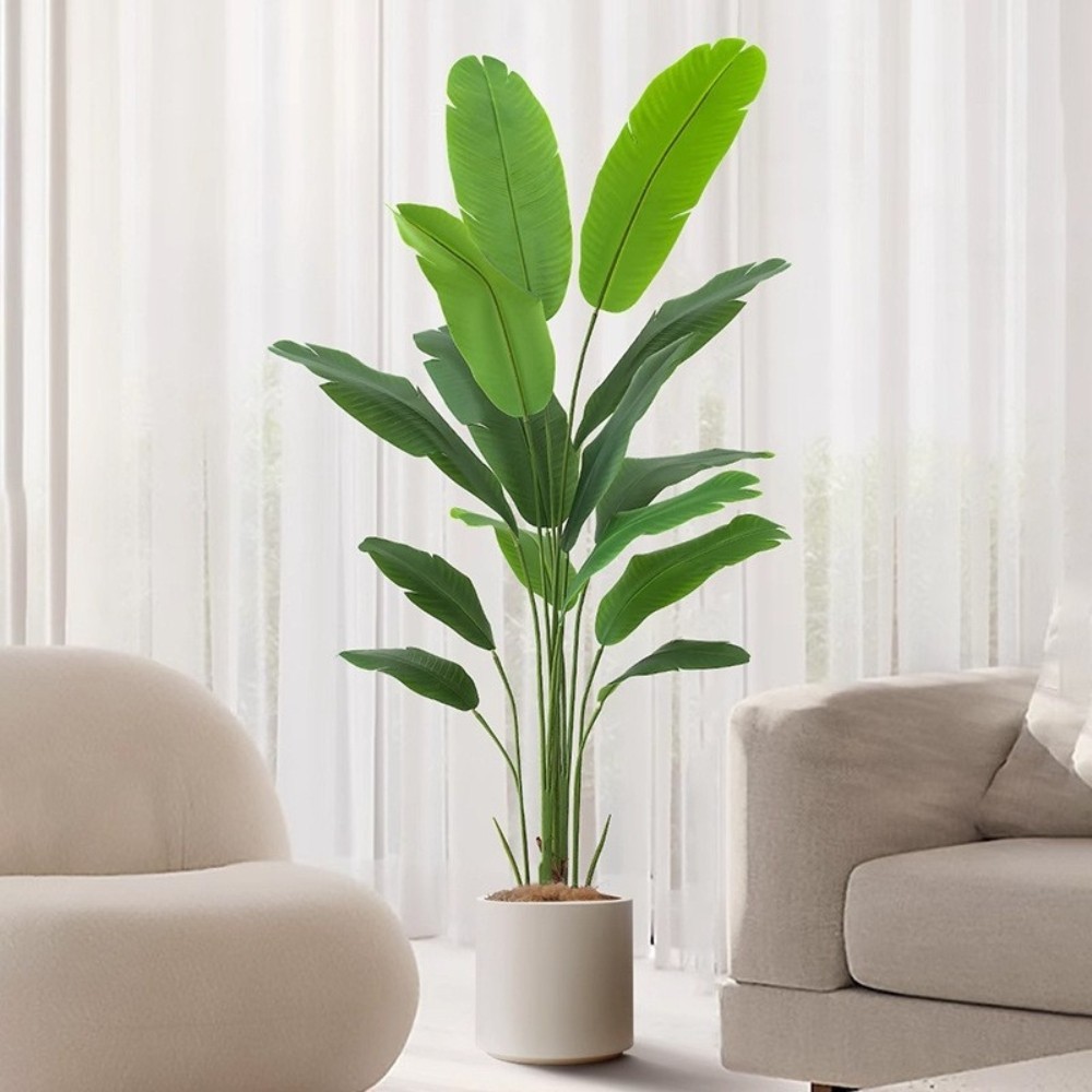1 pc Green Leaves Potted Artificial Plant Large Banana Tree plastic fake Décor