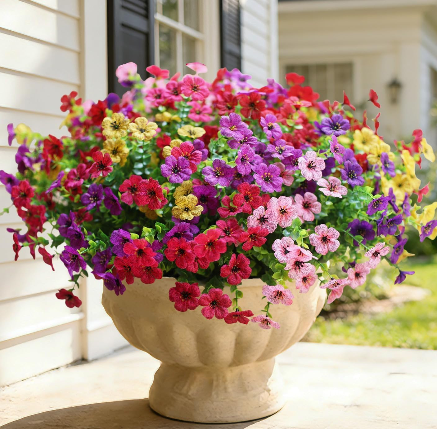 Artificial Flowers for Outdoors 12 Mix 6 Color UV Resistant Faux Plants