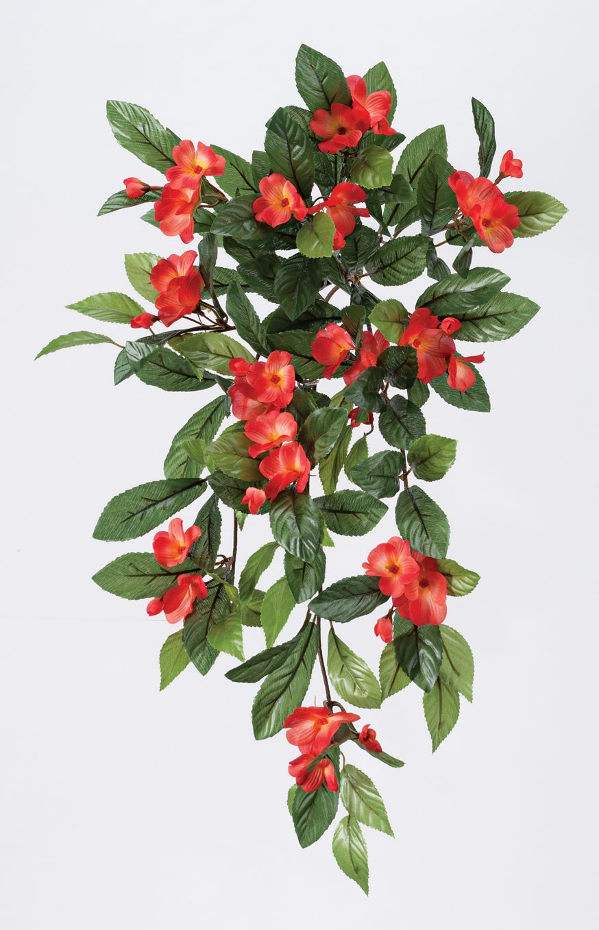 Artificial Impatiens Hanging Stem, 25” Long, White