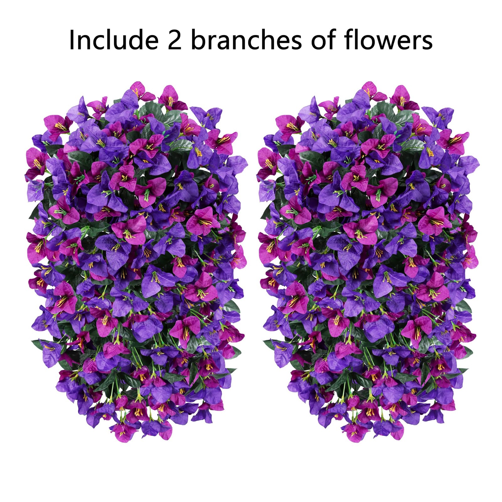 2 PCS Bougainvillea Artificial Hanging Flowers Plants for Outdoors, Mix