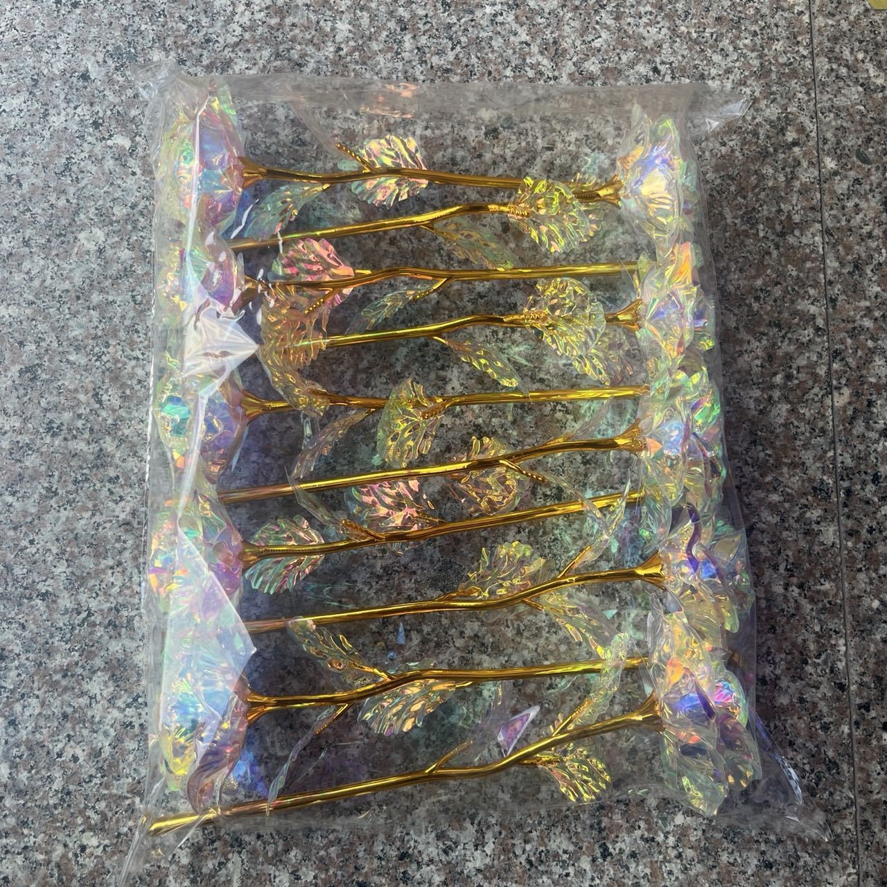 5/10Pcs Rainbow Gold Foil Roses Artificial Forever Flowers Mother’s Day Gift
