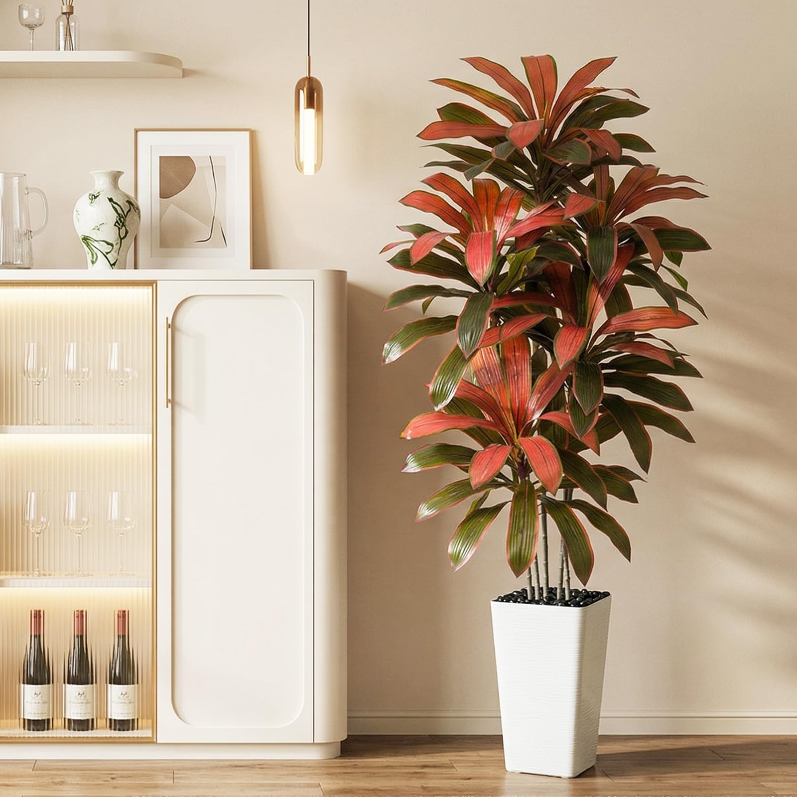 Artificial Dracaena Tree：6FT Faux Silk Tropical Yucca Floor Trees Realistic F…