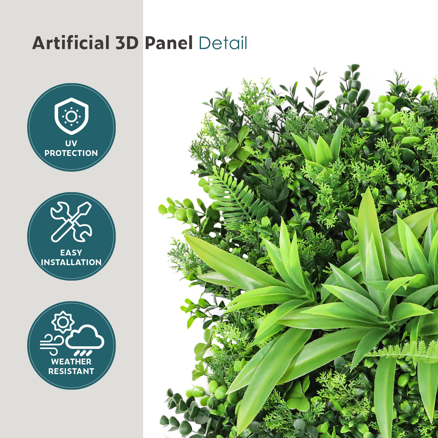 20″ Artificial Leaf Mat #12 3D Mixed Wall Hedge Decor Privacy Fence Panel Grass