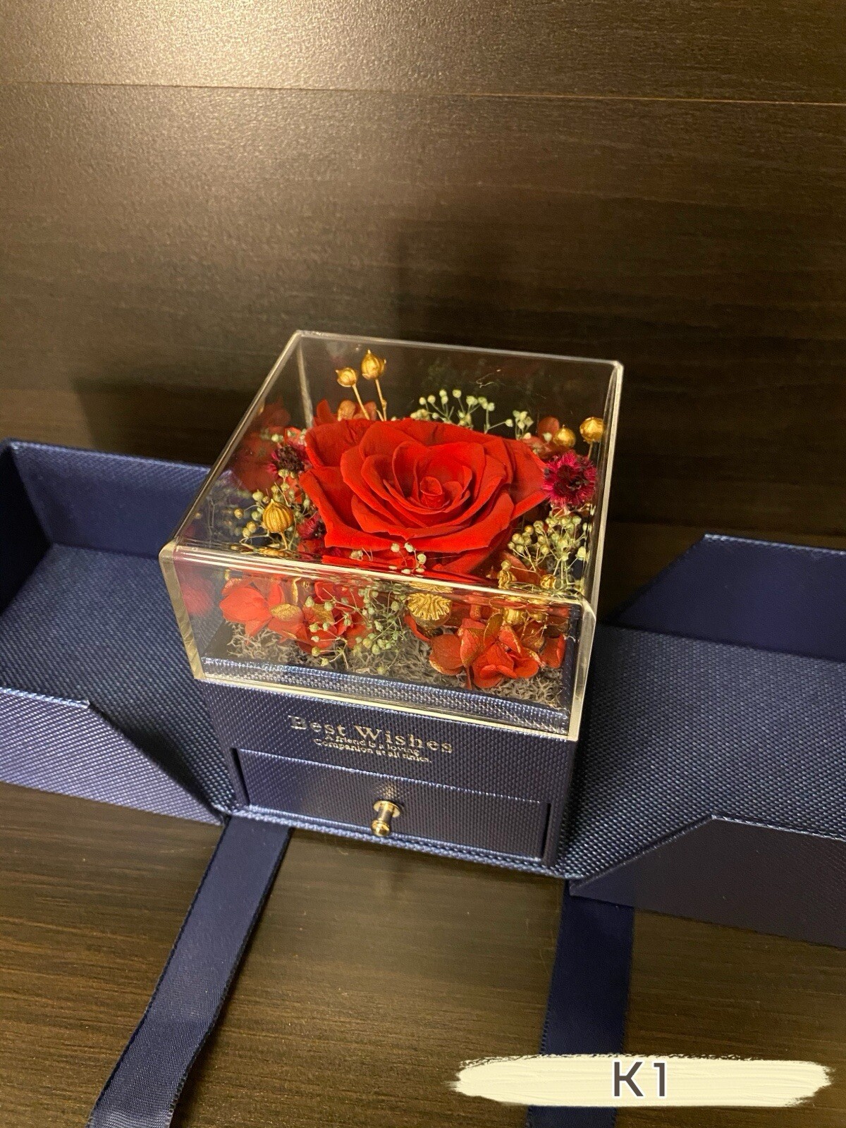 Preserved Eternal Real Rose Flower Gift Box With Jewelry Box Best Wishes