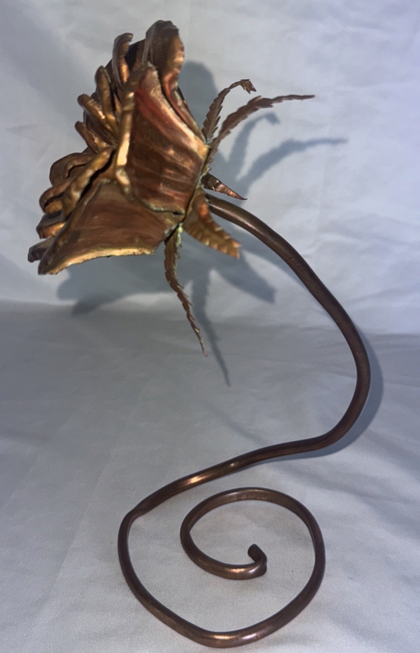 Beautiful Vintage Handcrafted Forever Rose Copper Metal 10”x6”