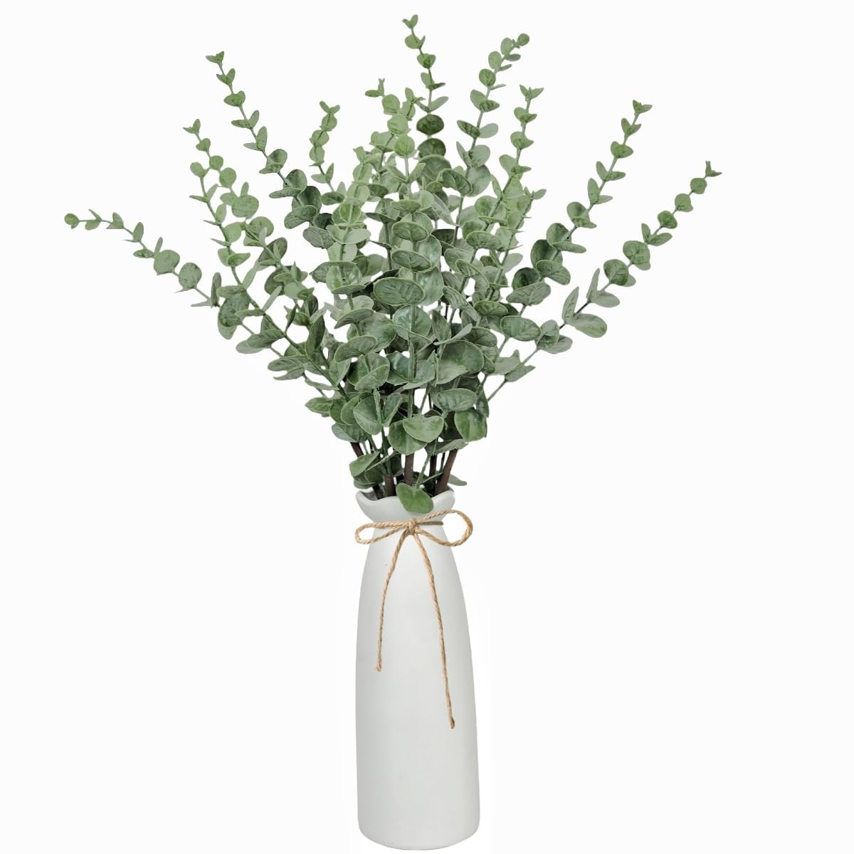 Artificial Plants Eucalyptus Branch in Ceramic Vase, 17.7” Fake Plant Greener…