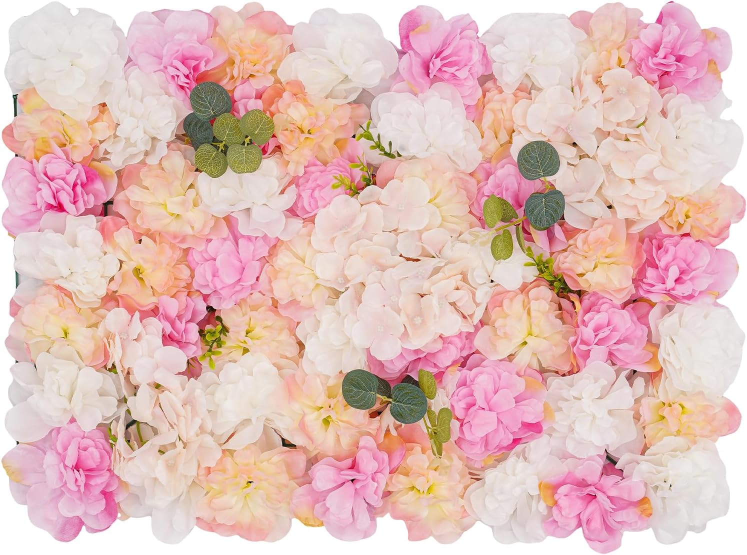 12Pcs 24″ X 16″ Artificial Flower Wall Panel Background,3D Pink Champagne Silk E